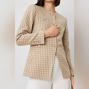 Ann Taylor Beige Houndstooth Blazer